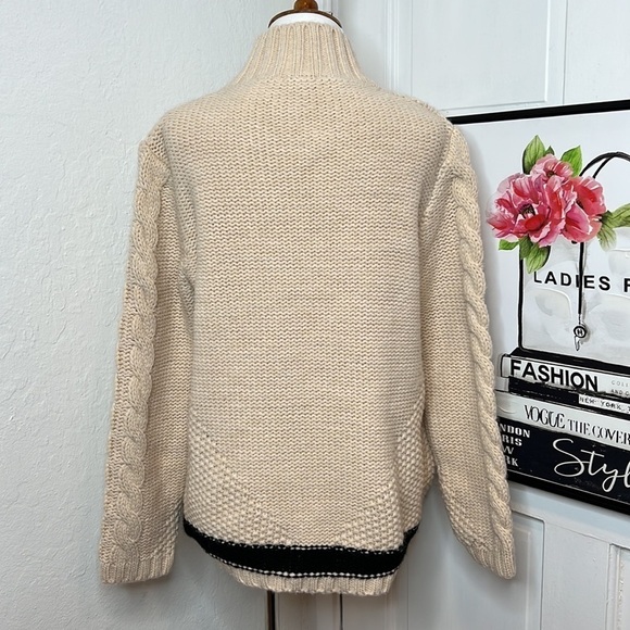 Oriana Cream & Black Wool Blend Knit Sweater Size S - Picture 3 of 7
